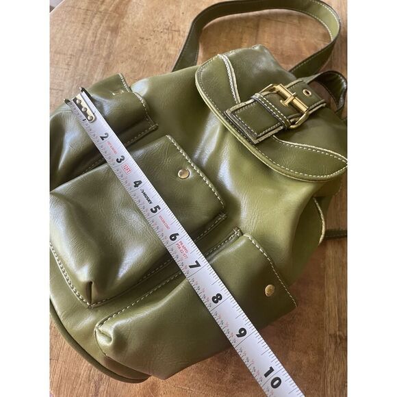 Backpack Mini Women’s Green Simulated Leather Gold Fittings Great Condition - Picture 9 of 11